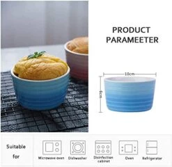 Souffle Ramekins Porcelain Dishes 240Ml Embossed Souffle Creme Brulee For Baking And Dipping Sauces - Gradient Color Glaze Ring Pattern Baking Bowl,6pcs -Wilton Shop 51TFV9g4kYL 1
