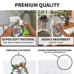 Kitchen Designers Set Of 4 Soft Cotton Dish Towels, 15 In X 25 In, Love Life -Wilton Shop 51TLP49qV2L