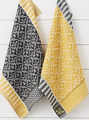 Bee Hive Kitchen Towels, Set Of 2 Jacquard Bee Dish Towels Accented With Bees Honeycomb Hives For Bee Kitchen Hand Towels Decor 4 Bee Hive Kitchen Towels, Set Of 2 Jacquard Bee Dish Towels Accented With Bees Honeycomb Hives For Bee Kitchen Hand Towels Decor - Image 2