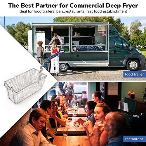 Set Of 4 Pack WeChef 13 1/4" X 6 1/2" X 6" Rectangular Wire Fry Basket With Non-slip Handle Commercial Restaurant Kitchen Deep Fryer 6 Set Of 4 Pack WeChef 13 1/4" X 6 1/2" X 6" Rectangular Wire Fry Basket With Non-slip Handle Commercial Restaurant Kitchen Deep Fryer - Image 4