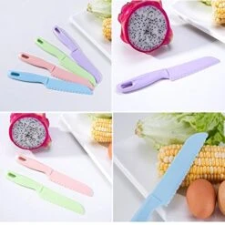 5 Pieces Kids Kitchen Knife Set, Toddler’Plastic Kitchen Knife Set - Kids Safe Cooking Knives, Chef Nylon Knife/Children's Fruit Knife, Cake Knife，Bread Knife, Lettuce Knife Or Salad Knife -Wilton Shop 51TPNftWcEL