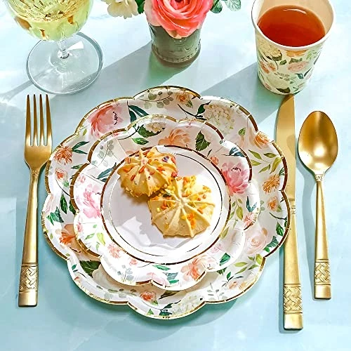 Pink Floral 7 In. Decorative Premium Paper Plates (350 GSM Weight -Set Of 16) - Perfect For Bridal Showers And Weddings, 5 Pink Floral 7 In. Decorative Premium Paper Plates (350 GSM Weight -Set Of 16) - Perfect For Bridal Showers And Weddings, - Image 3