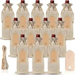 12 Pcs Burlap Wine Bags And 12 Pcs Gift Tags, Reusable Wine Gift Bags With Drawstrings, Jute Wine Bags, Wine Bottle Covers, Wine Bottle Bags For Party, Wedding, Birthday, Blind Tastings, Travel, Christmas, Home Storage -Wilton Shop 51TQRpSPGjL. AC