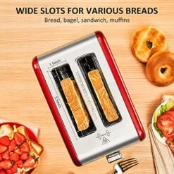 REDMOND 2 Slice Toaster Stainless Steel Toaster Wide Slots With Bagel Defrost Cancel Function 6 Bread Shade Settings For Bread Waffles Auto Shutoff Red 13 REDMOND 2 Slice Toaster Stainless Steel Toaster Wide Slots With Bagel Defrost Cancel Function 6 Bread Shade Settings For Bread Waffles Auto Shutoff Red -Wilton Shop 51TVZM5DPBL