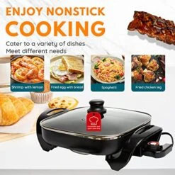 Onstick Electric Skillet 12 Inch Electric Fryer With 2 Layers Of Non-Stick Coating， Adjustable Temperature Control, Heat-Resistant Handle. -Wilton Shop 51TdwCEql9L