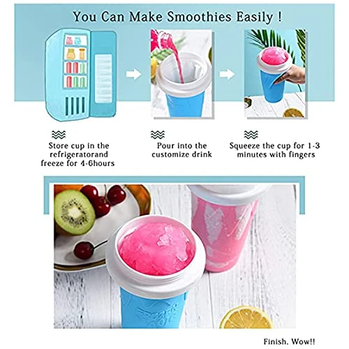 DIY Slushie Maker Cup, Quickly Frozen Cup Cooling Maker Cup, Portable Icy Silicone Cup Homemade Milk Shake Ice Cream Maker For Children And Family(Blue) 3 DIY Slushie Maker Cup, Quickly Frozen Cup Cooling Maker Cup, Portable Icy Silicone Cup Homemade Milk Shake Ice Cream Maker For Children And Family(Blue)