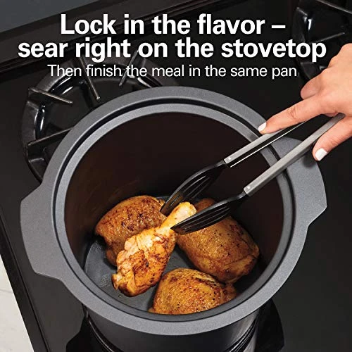 Hamilton Beach Sear & Cook Stock Pot Slow Cooker With Stovetop Safe Crock, Large 10 Quart Capacity, Programmable, Silver (33196) 4 Hamilton Beach Sear & Cook Stock Pot Slow Cooker With Stovetop Safe Crock, Large 10 Quart Capacity, Programmable, Silver (33196) - Image 2