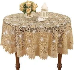 Beige Embroidered Lace Tablecloth 48 Inch Round -Wilton Shop 51Tp0YrS2L. AC 2