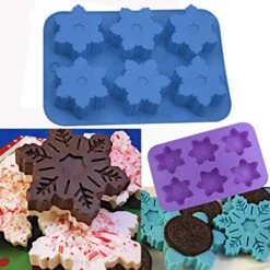 Silicone Snowflake Molds, FineGood 2 Pack Cake Pans Cookie Trays Handmade Soap Making Moulds, Also For Chocolate Pudding Jelly Muffin Cups Kitchen Baking Decoration, 6-Cavity - Blue, Purple -Wilton Shop 51U06J0hapL