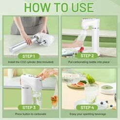 Parkling Water Machine, Cordless Soda Maker With Pressure Gauge, Quick & Customize Carbonation For Any Drink, With BPA Free PET Bottle, Compatible 60L CO2 Exchange Cylinder (NOT Included) -Wilton Shop 51U6Z8OIELL