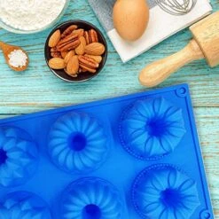 2 Pack Silicone Cake Moulds, Doughnut Maker Silicone Baking Tray Cupcake Muffin Molds Mini Cake Pan For Coffee Cake Cupcake Brownie(Pink, Blue) -Wilton Shop 51U7lOjsmML