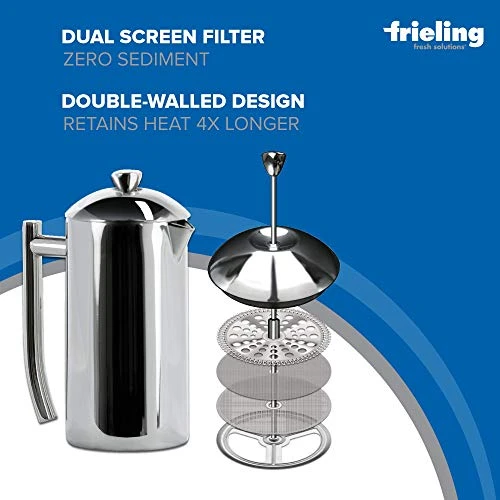 Double-Walled Stainless-Steel French Press Coffee Maker, Polished, 17 Ounces 6 Double-Walled Stainless-Steel French Press Coffee Maker, Polished, 17 Ounces - Image 4
