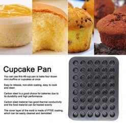 Nonstick Muffin Baking Pan, 48 Cupcake Pan, Premium Non Stick Mini Round Cupcake Pan Tray Baking Mould, Bakeware Cooking Accessory For Home Kitchen , Black 7 Nonstick Muffin Baking Pan, 48 Cupcake Pan, Premium Non Stick Mini Round Cupcake Pan Tray Baking Mould, Bakeware Cooking Accessory For Home Kitchen , Black -Wilton Shop 51UN5ZbXEWL 1