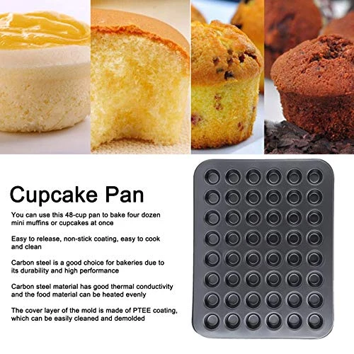 Nonstick Muffin Baking Pan, 48 Cupcake Pan, Premium Non Stick Mini Round Cupcake Pan Tray Baking Mould, Bakeware Cooking Accessory For Home Kitchen , Black 4 Nonstick Muffin Baking Pan, 48 Cupcake Pan, Premium Non Stick Mini Round Cupcake Pan Tray Baking Mould, Bakeware Cooking Accessory For Home Kitchen , Black - Image 2
