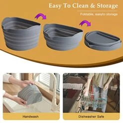 Slow Cooker Divider Liner Fit 6-8 QT, Silicone Crock Pot Liners Reusable Pot Divider Insert Cooking Accessories - Dishwasher Safe, Leakproof, BPA Free (Grey+Beige) -Wilton Shop 51UTLBcUfGL