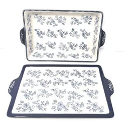 Baker 4 Qt 9"x13" Casserole Dish W/Lid-It (Tray) & Plastic Cover (Floral Lace Blue) -Wilton Shop 51UVUoqBEEL