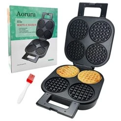 Waffle Maker Nonstick Belgian Waffle Iron With Indicator Light 1300W 4 Slice