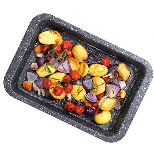 Salter BW07032EU7 Roasting Pan, Ultra Non-Stick Performance, Carbon Steel Roaster For Meat Joints, Vegetables, Deep Baking Tray, BPA/PFOA-Free, Megastone Collection, Black/Silver, 36 Cm 7 Salter BW07032EU7 Roasting Pan, Ultra Non-Stick Performance, Carbon Steel Roaster For Meat Joints, Vegetables, Deep Baking Tray, BPA/PFOA-Free, Megastone Collection, Black/Silver, 36 Cm - Image 5
