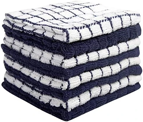Kitchen Towels 16"x 28" | Dish Towels | Kitchen Hand Towels | Large Dishcloths Set | Highly Absorbent Tea Towel, Soft With Hanging Loop | Natural Ring Spun Cotton, 380 GSM | Aqua Check Design - 6 Pack 8 Kitchen Towels 16"x 28" | Dish Towels | Kitchen Hand Towels | Large Dishcloths Set | Highly Absorbent Tea Towel, Soft With Hanging Loop | Natural Ring Spun Cotton, 380 GSM | Aqua Check Design - 6 Pack - Image 6