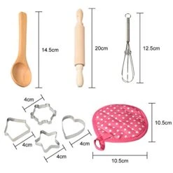 11 Pcs Kids Cooking And Baking Set With Apron For Girls, Chef Hat, Oven Mitt, And Other Cooking Utensils -Wilton Shop 51UrxFjD74L