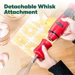 Bella Immersion Hand Blender With Whisk Attachment, Quickly Mixes Sauces, Purees Soups, Smoothies & Dips, BPA-Free, Easy To Clean, Stainless Steel/Red -Wilton Shop 51Uv3eNT3kL