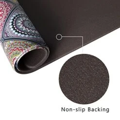 QiyI Floor Comfort Mat 1 Piece Kitchen Rug PVC Leather Waterproof Oil Proof Runner Rug Non Skid Laundry Standing Mat Anti Fatigue Foam Cushioned Doormat 17" W X 71" L - Ethnic Traditional Pattern -Wilton Shop 51UxzF1LXbL