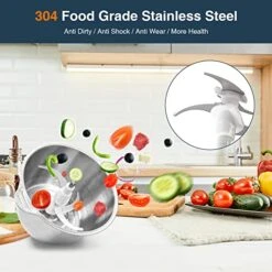 Food Processor With 2 Bowls, JOYAMI Electric Meat Chopper & Vegetable Grinder, 8-Cup Stainless Steel Bowl And Glass Bowl, 4 Sharp Blades, 2 Speed, 400W -Wilton Shop 51UzQn906dL