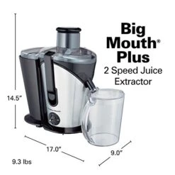 Hamilton Beach Juicer Machine, Centrifugal Extractor Big Mouth 3” Feed Chute For Whole Fruits & Vegetables, Easy To Clean, 2 Speeds, 800 Watts, BPA Free, Black And Silver (67750) 13 Hamilton Beach Juicer Machine, Centrifugal Extractor Big Mouth 3” Feed Chute For Whole Fruits & Vegetables, Easy To Clean, 2 Speeds, 800 Watts, BPA Free, Black And Silver (67750) -Wilton Shop 51V0VJQKuPL