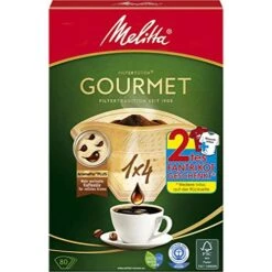 Melitta Gourmet Coffee Filters Size 1x4, 80 Coffee Filters, For Filter Coffee Makers, Brown