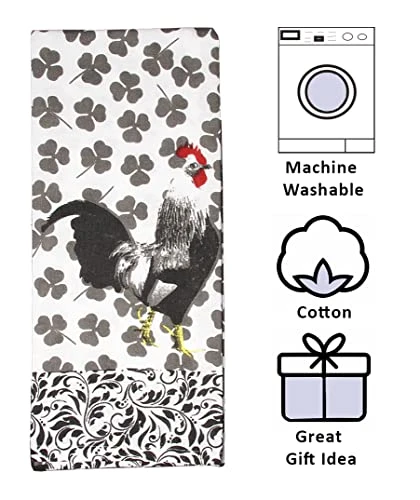 Ooster Kitchen Towels Set Farmhouse Dish Towels For Baking Drying Decor Cotton 15” X 25" 3 Ooster Kitchen Towels Set Farmhouse Dish Towels For Baking Drying Decor Cotton 15” X 25"