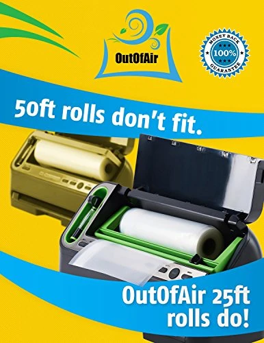 8" X 25' Rolls (Fits Inside Machine) - 4 Pack (100 Feet Total) OutOfAir Vacuum Sealer Rolls. Works With FoodSaver Vacuum Sealers. 33% Thicker, BPA Free, Sous Vide, Commercial Grade 4 8" X 25' Rolls (Fits Inside Machine) - 4 Pack (100 Feet Total) OutOfAir Vacuum Sealer Rolls. Works With FoodSaver Vacuum Sealers. 33% Thicker, BPA Free, Sous Vide, Commercial Grade - Image 2