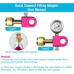 VOZINMOST Soda Refill Adapter, CO2 Refilling Adapter Compatible With DUO Terra Soda Cylinder Quick Connect With Pressure Gauge (Pink) -Wilton Shop 51VHYqHY3CL