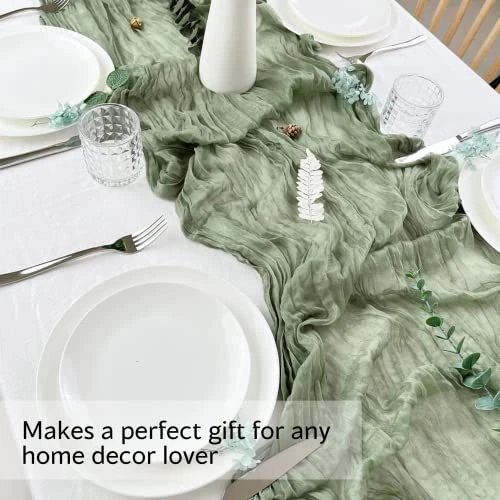 Beautiful Sage Green 2 Pack Cheese Cloth Table Runner | Cheesecloth Table Runner | Gorgeous Pre-Wrinkled Gauze Table Runner | Sage Tablecloth | Table Runner Cheesecloth 6 Beautiful Sage Green 2 Pack Cheese Cloth Table Runner | Cheesecloth Table Runner | Gorgeous Pre-Wrinkled Gauze Table Runner | Sage Tablecloth | Table Runner Cheesecloth - Image 4