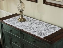 White 16X35 Inch Rectangular Handmade Cotton Crochet Lace Table Runner 14 White 16X35 Inch Rectangular Handmade Cotton Crochet Lace Table Runner -Wilton Shop 51VQPc9c5oL