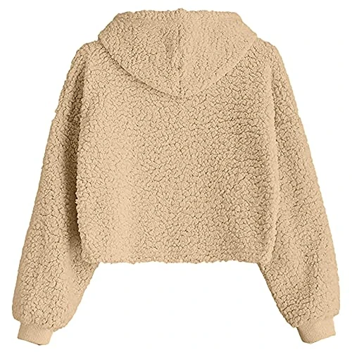 VODMXYGG Womens Winter Long Sleeve O-Neck Solid Color Polar Fleece Hooded Sweatshirt Pullover Casual Fashion Basic Tops 4 VODMXYGG Womens Winter Long Sleeve O-Neck Solid Color Polar Fleece Hooded Sweatshirt Pullover Casual Fashion Basic Tops - Image 2