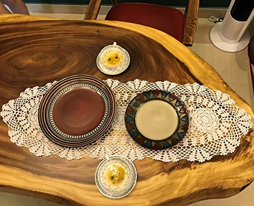 Janef White Handmade Crochet Cotton Table Runner Lace Doilies Doily Oval Dresser Scarves,11.8 By 35 Inches. 5 Janef White Handmade Crochet Cotton Table Runner Lace Doilies Doily Oval Dresser Scarves,11.8 By 35 Inches. - Image 3