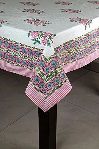 Cotton Tablecloth, Handblock Print Rectangle Blue Table Cloth For Kitchen Dinning Tabletop Decoration Parties Weddings Thanksgiving Christmas (60 X 108 Inches) 9 Cotton Tablecloth, Handblock Print Rectangle Blue Table Cloth For Kitchen Dinning Tabletop Decoration Parties Weddings Thanksgiving Christmas (60 X 108 Inches) - Image 7