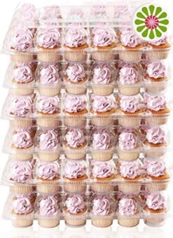 STACKnGO Sturdy Carrier Holds 24 Cupcakes - World's Strongest Cupcake Carry Boxes, Tall High Dome Detachable Lid, Clear Plastic Disposable Containers, Storage Tray, Travel Holder, Regular Muffins Box