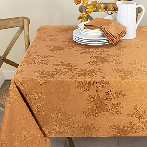 Fabric Set Of 4 Cloth Napkins, Countryside Leaves Damask Cloth Napkins For Fall, Harvest & Thanksgiving Tablecloths (Rust/Burnt Orange, 18" X 18" Napkins Set Of 4) 5 Fabric Set Of 4 Cloth Napkins, Countryside Leaves Damask Cloth Napkins For Fall, Harvest & Thanksgiving Tablecloths (Rust/Burnt Orange, 18" X 18" Napkins Set Of 4) - Image 3