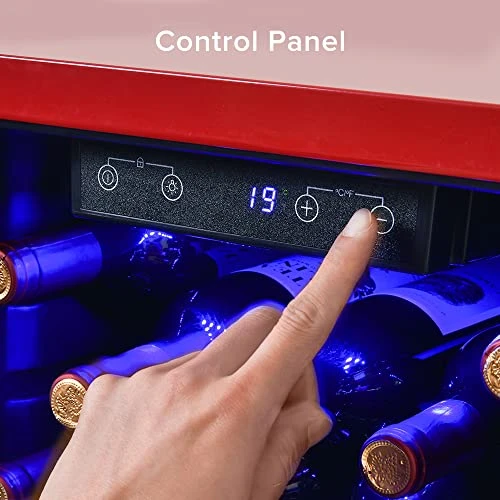 24 Bottle 26.8" Freestanding Wine Cellar, Low Noise Fast Cooling Wine Cooler Refrigerator with Upgraded Compressor & Digital Control for Red Wine & Drink, Tempered Glass Door (Red) 5 24 Bottle 26.8" Freestanding Wine Cellar, Low Noise Fast Cooling Wine Cooler Refrigerator with Upgraded Compressor & Digital Control for Red Wine & Drink, Tempered Glass Door (Red) - Image 3