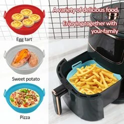 2 Pcs Air Fryer Silicone Liners Foldable, 8.2 Inch Reusable Non-Stick Air Fryer Liners With Silicone Gloves, Heat Resistant Easy To Clean, For 3 To 5 Qt For Oven Microwave Accessories(Blue+Grey) 9 2 Pcs Air Fryer Silicone Liners Foldable, 8.2 Inch Reusable Non-Stick Air Fryer Liners With Silicone Gloves, Heat Resistant Easy To Clean, For 3 To 5 Qt For Oven Microwave Accessories(Blue+Grey) -Wilton Shop 51VwsRPp0YL