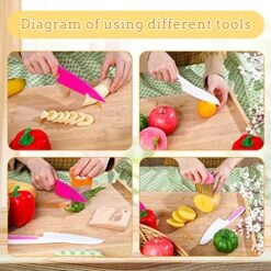 9 Pieces Wooden Kids Kitchen Knife, Include 6 Pieces Kids Plastic Knife Wooden Kids Knife Potato Slicers And Onion Slicer Wood Kids Knife Kids Plastic Knife For Kitchen (Unicorn Style) -Wilton Shop 51W3vXaNNOL