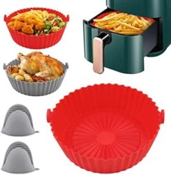 Air Fryer Silicone Pot For 2-4QT- [6.5 Inch 2pack With Oven Mitts] Air Fryers Oven Accessories,Replacement For Air Fryer Paper Liners,Reusable Silicone Air Fryer Pot Basket,Dishwasher Safe -Wilton Shop 51W7S5b3OJL. AC