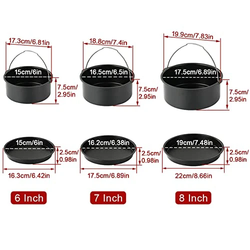 2pcs/set Universal Air Fryer Accessory Set Steel Pizza Pan Baking Cake Barrel For Gourmia 4 2pcs/set Universal Air Fryer Accessory Set Steel Pizza Pan Baking Cake Barrel For Gourmia - Image 2