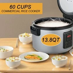 13L Commercial Large Rice Cooker & Food Warmer | 13.8QT/60 Cups Cooked Rice | 1350W Multi-function Electric Sushi Rice Cooker | LED Display | Timer Setting | Samrt Preset From 30 Min-24 Hrs 15 13L Commercial Large Rice Cooker & Food Warmer | 13.8QT/60 Cups Cooked Rice | 1350W Multi-function Electric Sushi Rice Cooker | LED Display | Timer Setting | Samrt Preset From 30 Min-24 Hrs -Wilton Shop 51WF4ebcfuL
