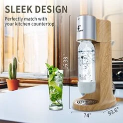 4° Sparkling Water Maker, Soda Maker Machine For Home Or Office, With 3×1.0L BPA-free Sparkling Water Bottle, Compatible With Any Screw-in 60L CO2 Carbonator(NOT Included)(Wooden) -Wilton Shop 51WGKdlnVDL 2