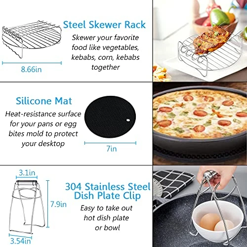 9 Inch Air Fryer Accessories Set Of 9 For 5.8QT Or Larger Deep Air Fryer - Include Air Fryer Liners, 304 Stainless Steel Plate Gripper, Oil Basting Brush, Non-Stick, Dishwasher Safe, XL 5 9 Inch Air Fryer Accessories Set Of 9 For 5.8QT Or Larger Deep Air Fryer - Include Air Fryer Liners, 304 Stainless Steel Plate Gripper, Oil Basting Brush, Non-Stick, Dishwasher Safe, XL - Image 3