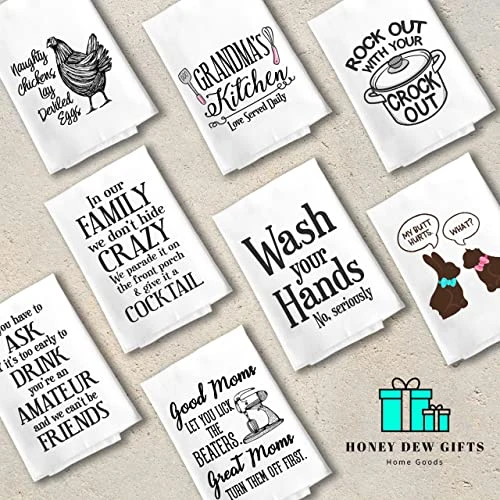 Honey Dew Gifts Funny Inappropriate Kitchen Towels, Naughty Chickens Lay Deviled Eggs Flour Sack Towel, 27 Inch By 27 Inch, 100% Cotton, Highly Absorbent, Multi-Purpose Towel 7 Honey Dew Gifts Funny Inappropriate Kitchen Towels, Naughty Chickens Lay Deviled Eggs Flour Sack Towel, 27 Inch By 27 Inch, 100% Cotton, Highly Absorbent, Multi-Purpose Towel - Image 5