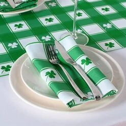 St.Patrick's Day Checkered Napkin Set, 20x20 Inch, 6 Pieces, Green -Wilton Shop 51WcGXamzPL