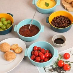 Ceramic Souffle, Round Double Handle Ramekins, 10oz Creme Brulee, Custard Cheese And Dipping Sauce, Set Of 6(Turquoise) 20 Ceramic Souffle, Round Double Handle Ramekins, 10oz Creme Brulee, Custard Cheese And Dipping Sauce, Set Of 6(Turquoise) -Wilton Shop 51We6C4L4kL